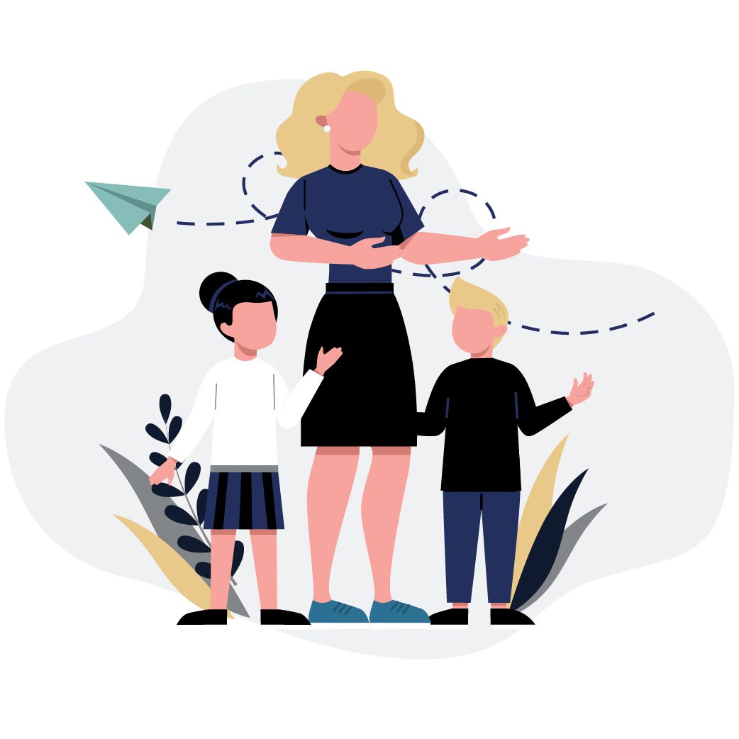 Mother and children
