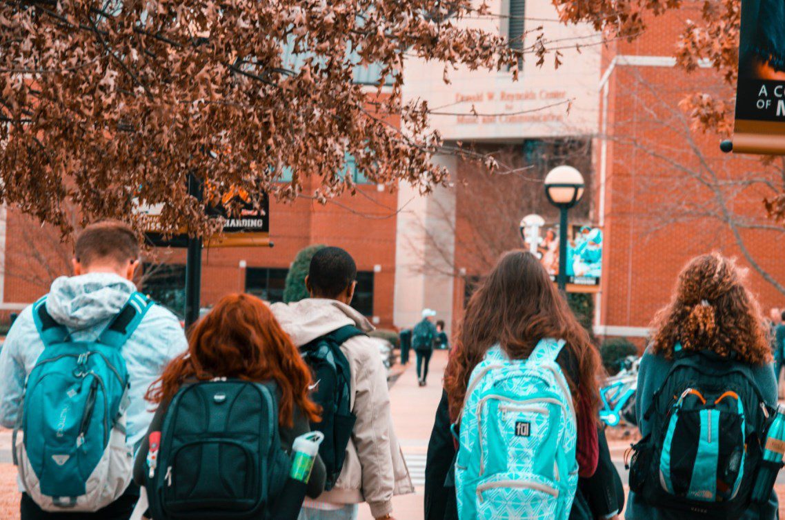 students walking to school