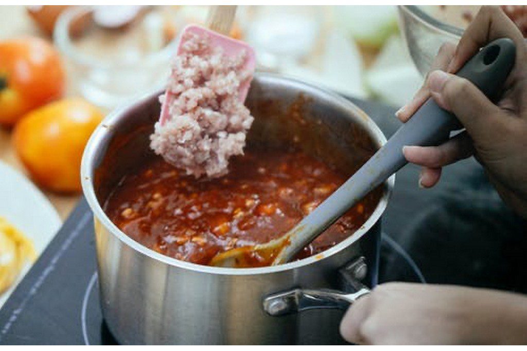 cooking pot full of chili