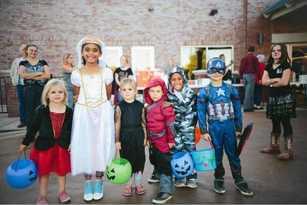 team of tricker treating superheroes