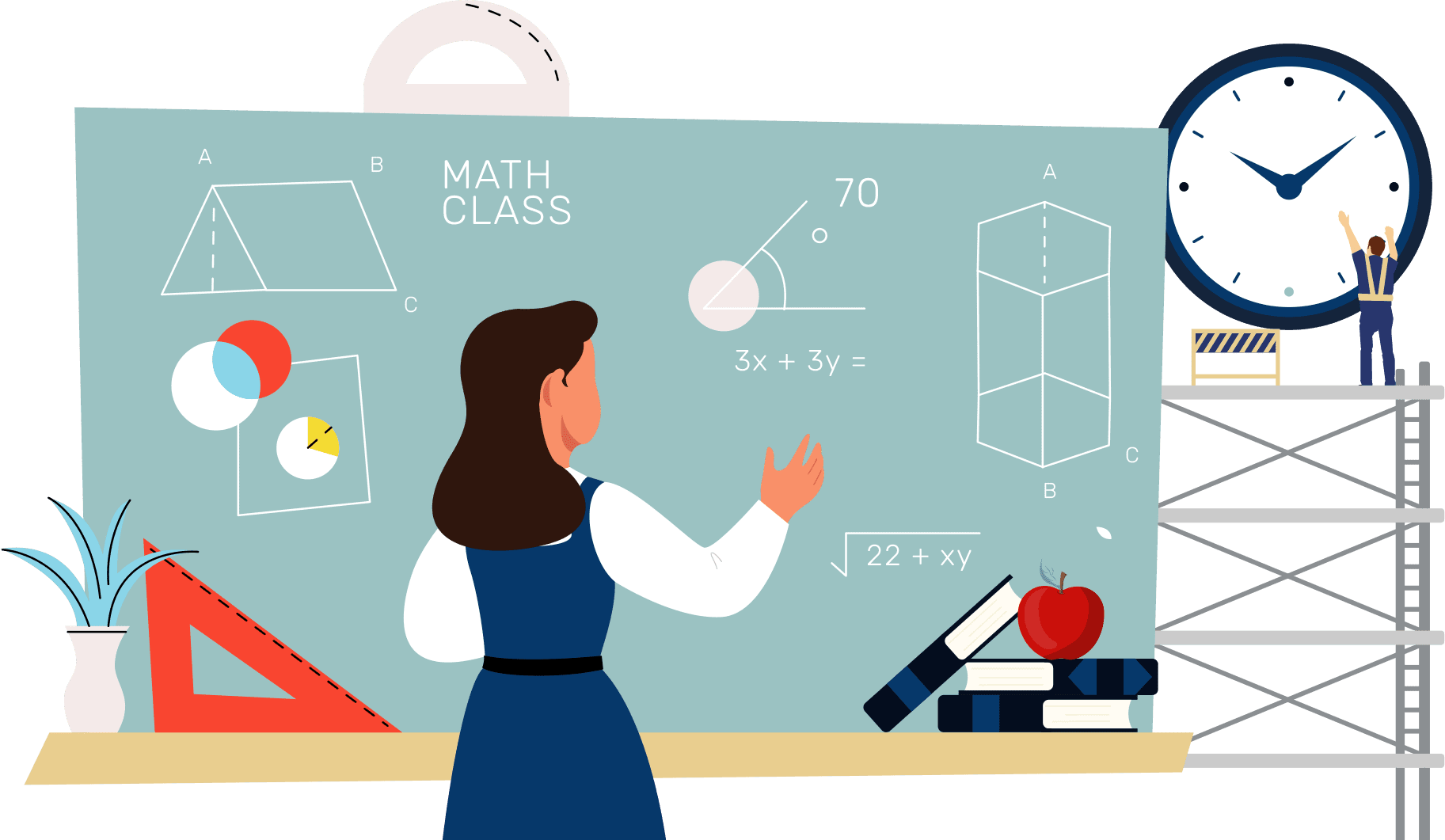 teacher working on a chalkboard during a math a thon