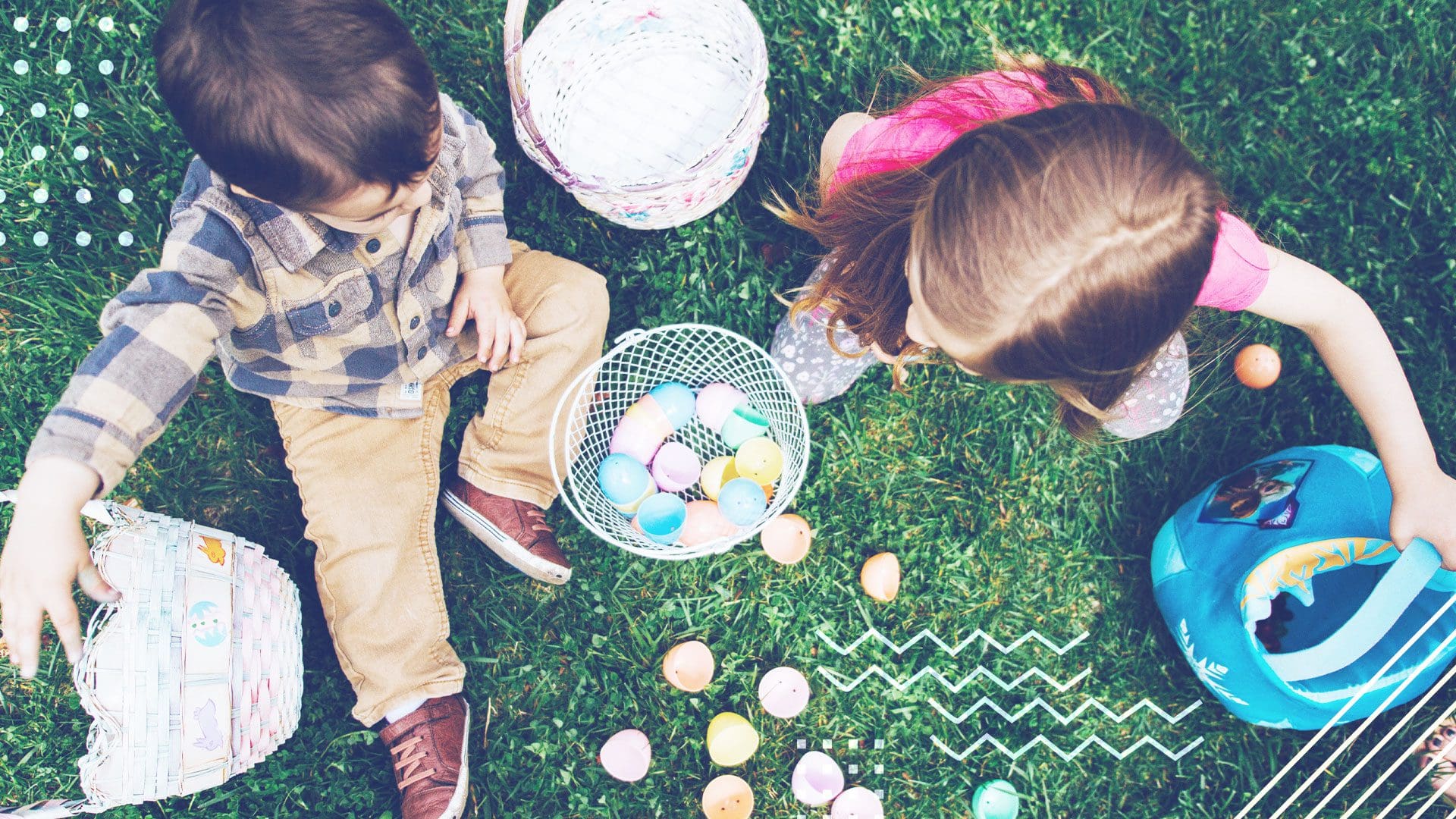 children searching for Easter eggs
