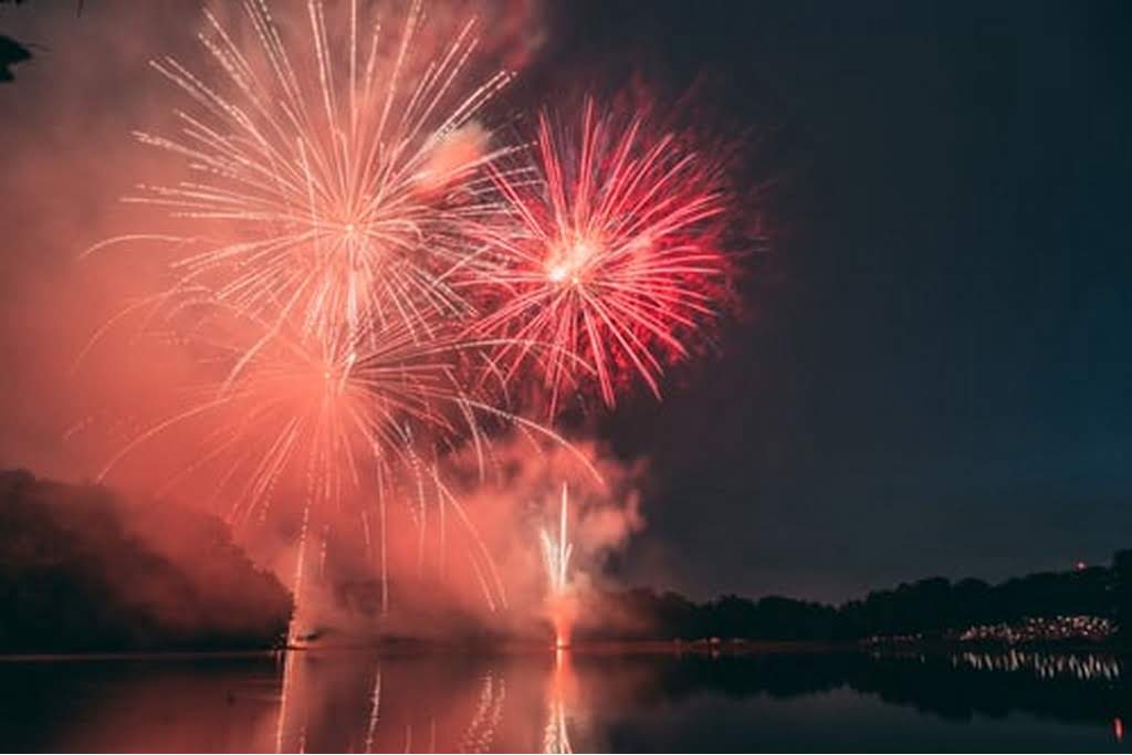 fireworks on a lake
