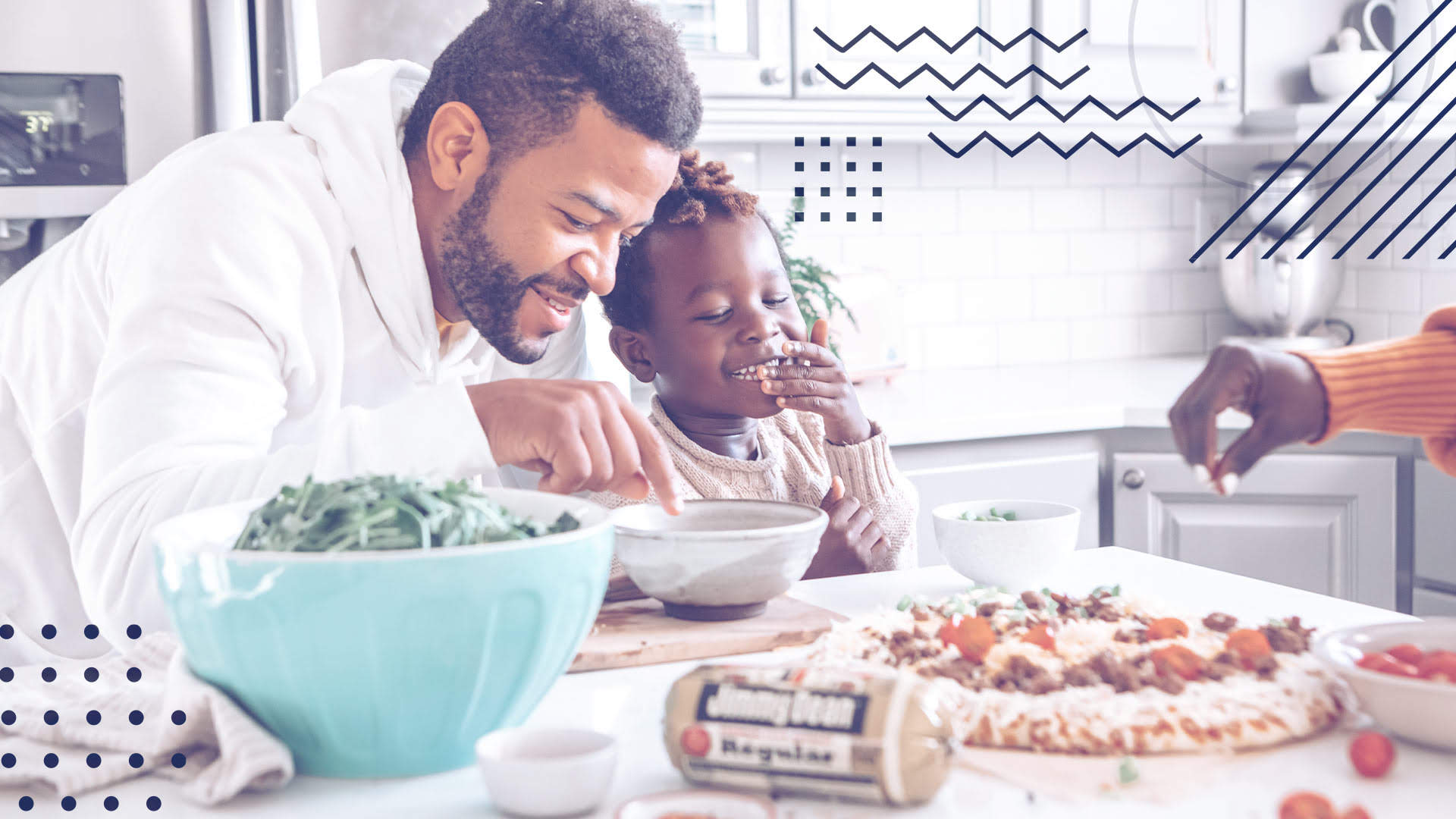 Father daughter baking together