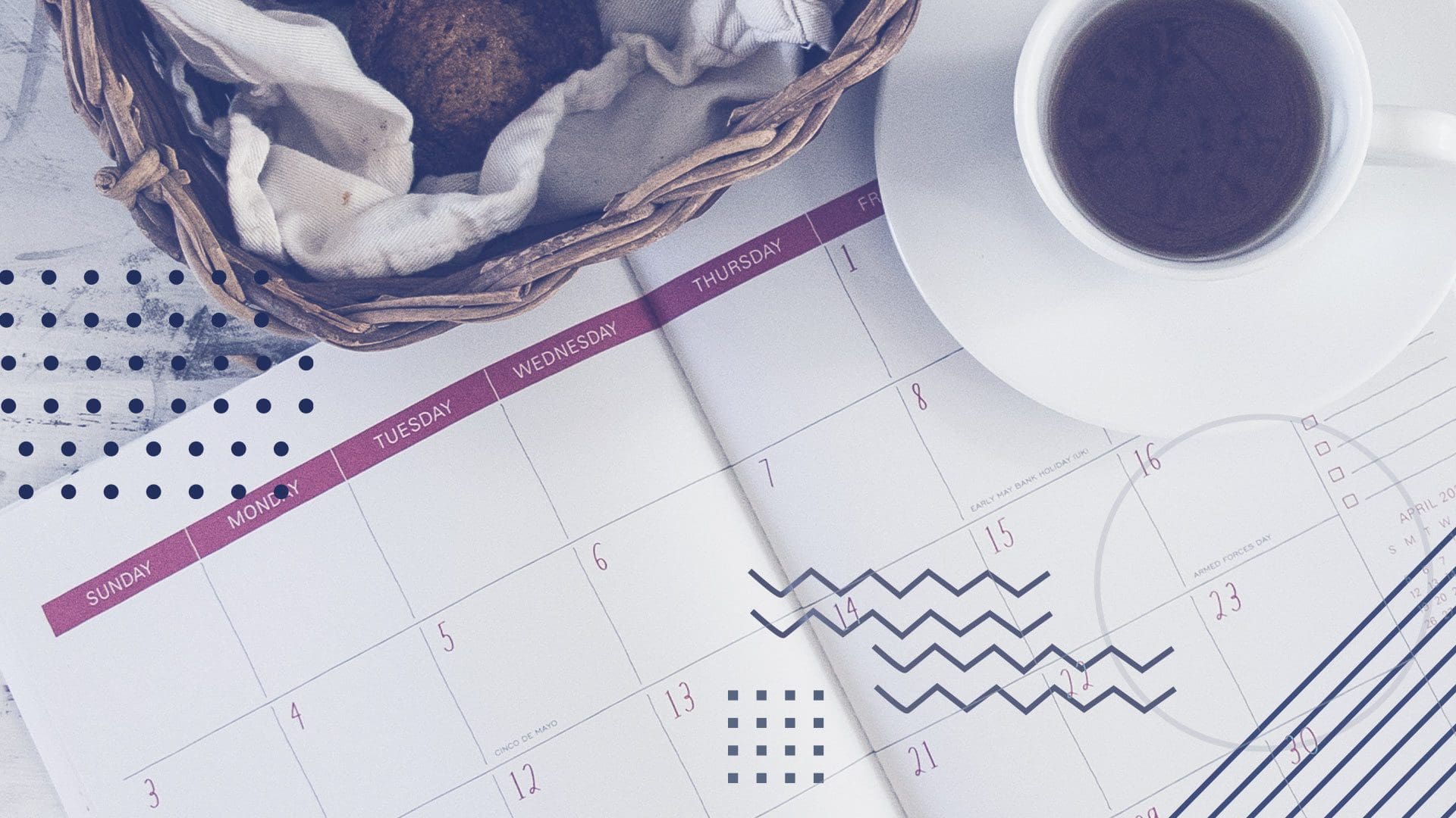 coffee on a desk calendar
