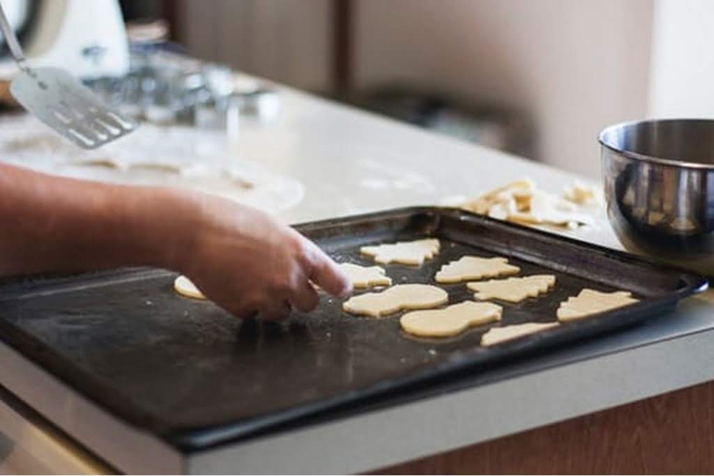 sugar cookies on a pan