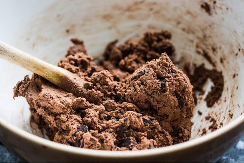 chocolate chip cookie dough in a bowl