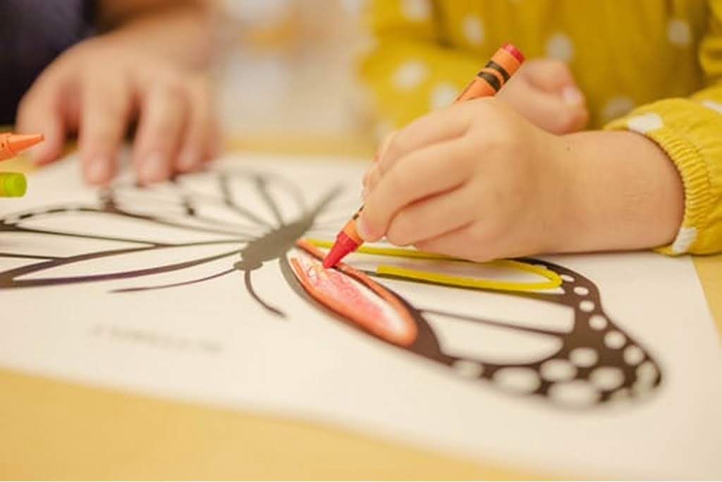 kid drawing butterfly