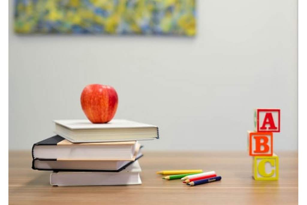 apple on a desk