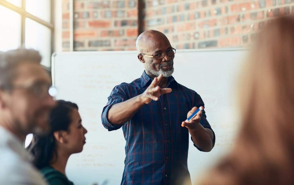 man giving presentation