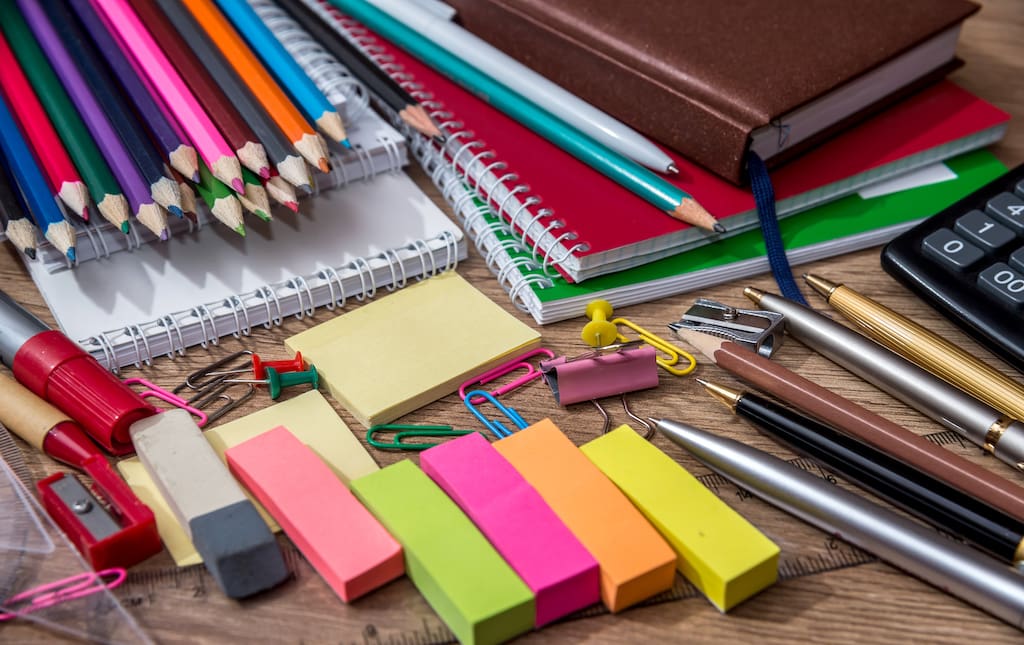 Different School Supplies on Table