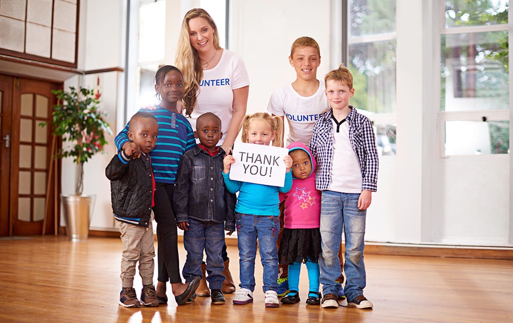 Students express their gratitude afer a school fundraiser wraps up.
