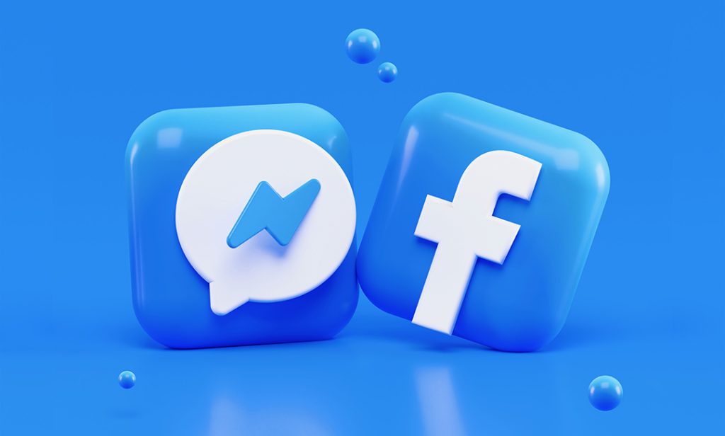 facebook, facebook messenger, blue background, blue icons, white lettering