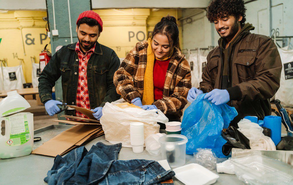 Teens helping out at the recycling center