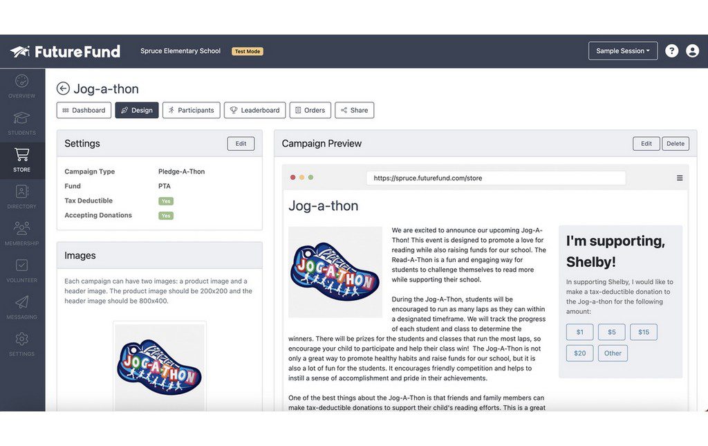 Design tab in FutureFund