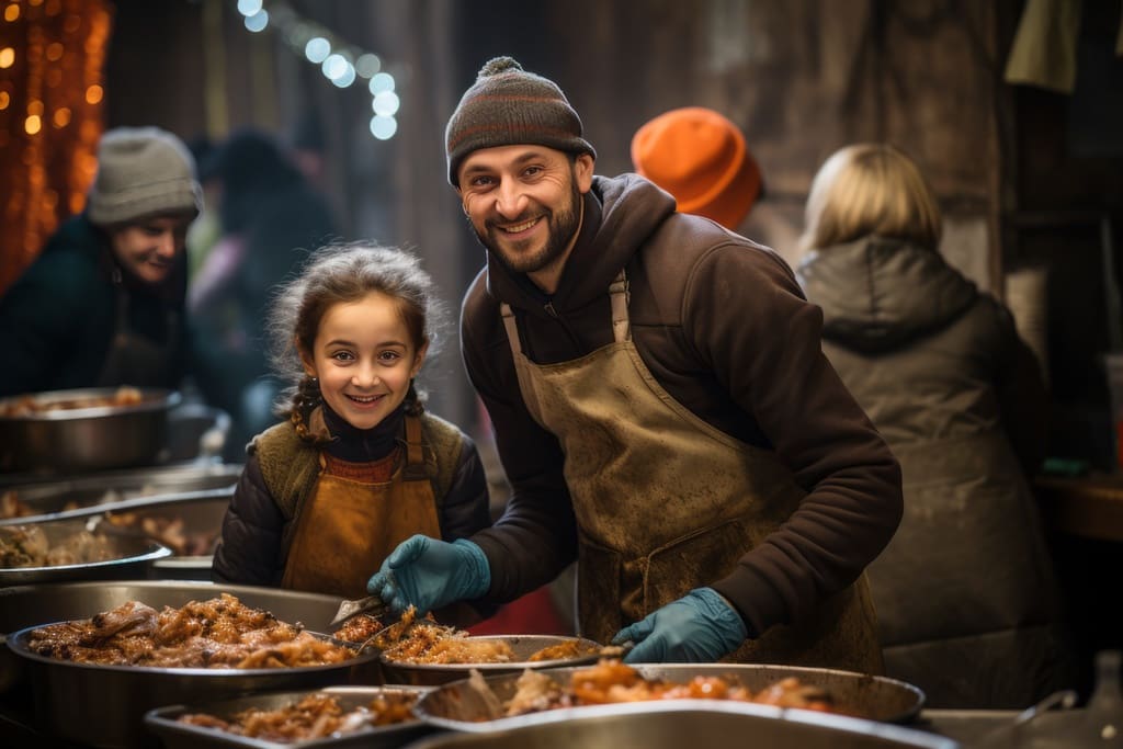 Family enjoying Souper Saturday school fundraiser event in November