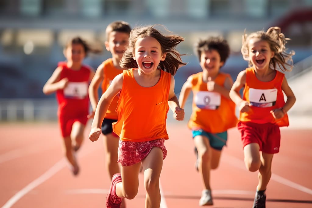 School children competing in run-a-thon style pledge campaign