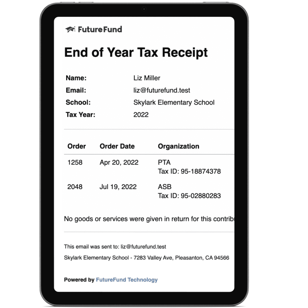 futurefund tax receipt mockup