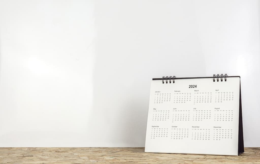 Modern Black and White Calendar on Desk