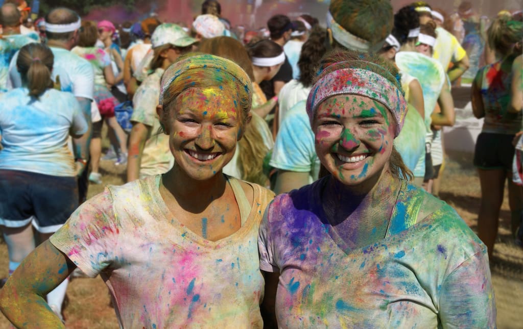 High School Age Girls Smiling After Color Run
