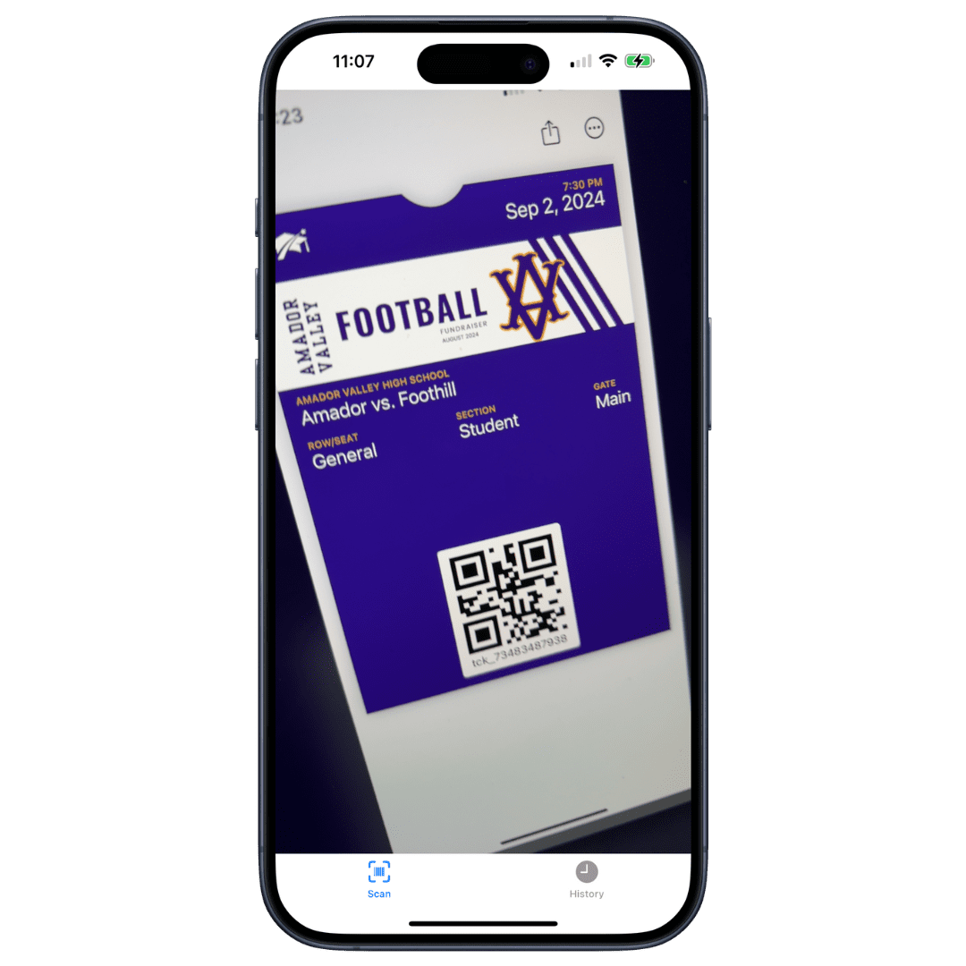 an iphone scanning a ticket